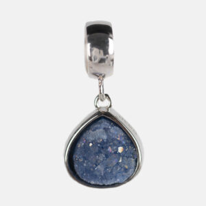 AZUL PIEDRA DRUSA COLGANTE DETALLE - GRIS