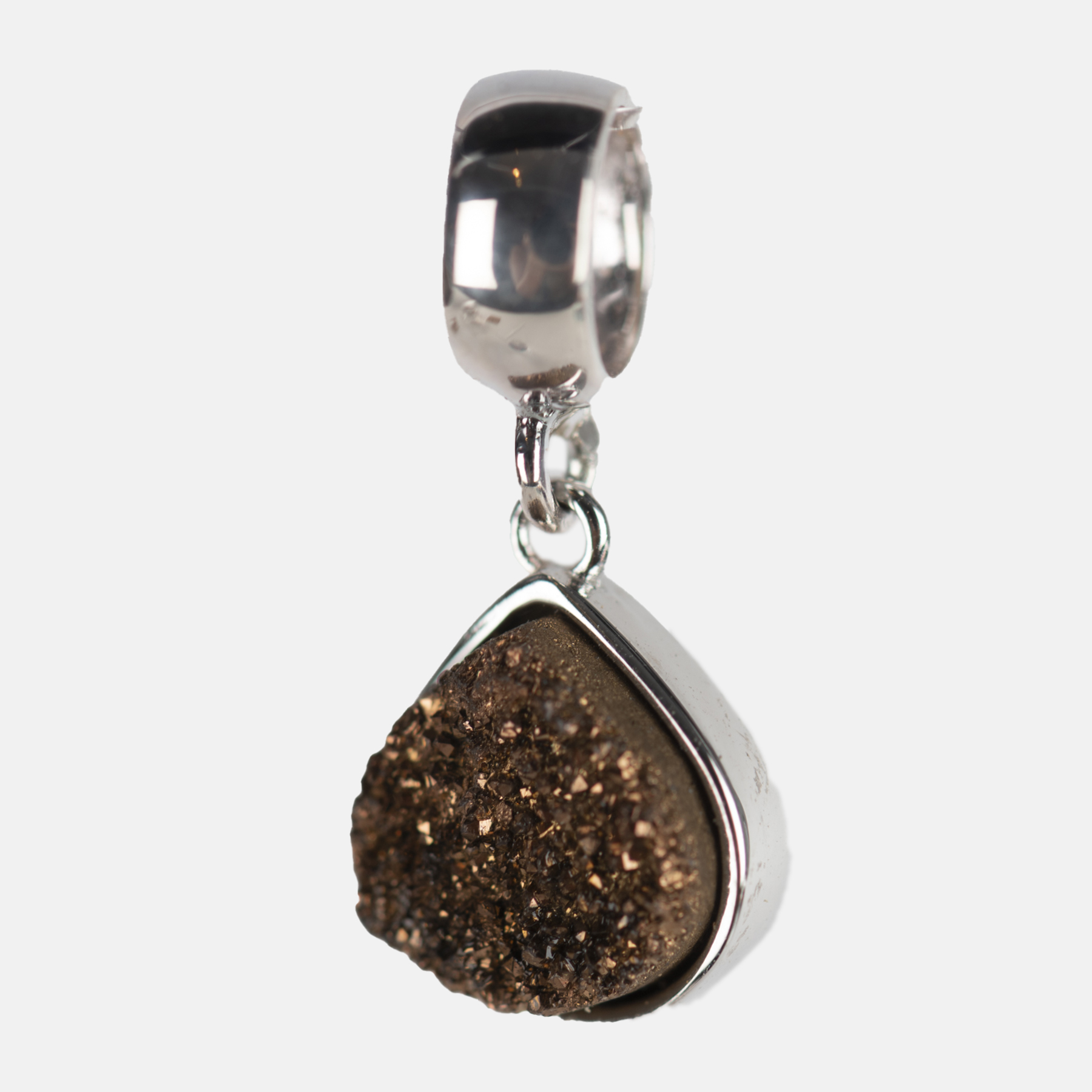 BRONCE PIEDRA DRUSA COLGANTE DETALLE - GRIS