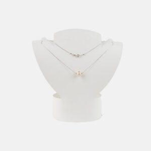 COLLAR CON PERLA Y BOLITA CHAPADA EN ORO - GRIS