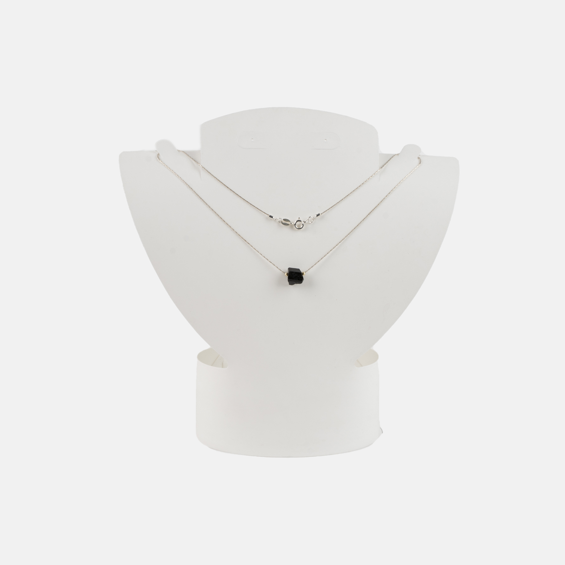 COLLAR CON TURMALINA Y BOLITA CHAPADA EN ORO GENERAL - GRIS