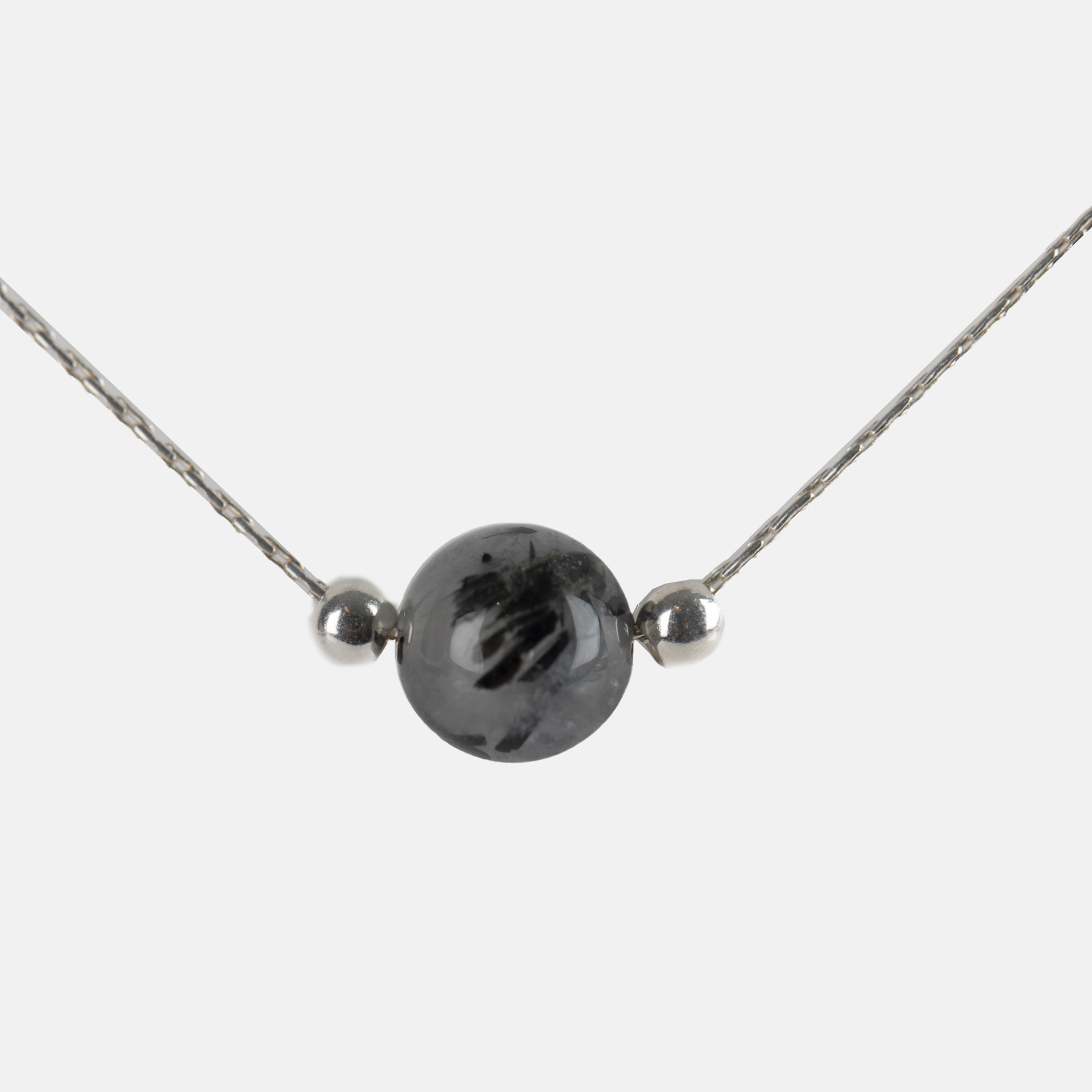 LADA PIEDRAS NATURALES PLATA COLLAR CUARZO RUTILADO DETALLE