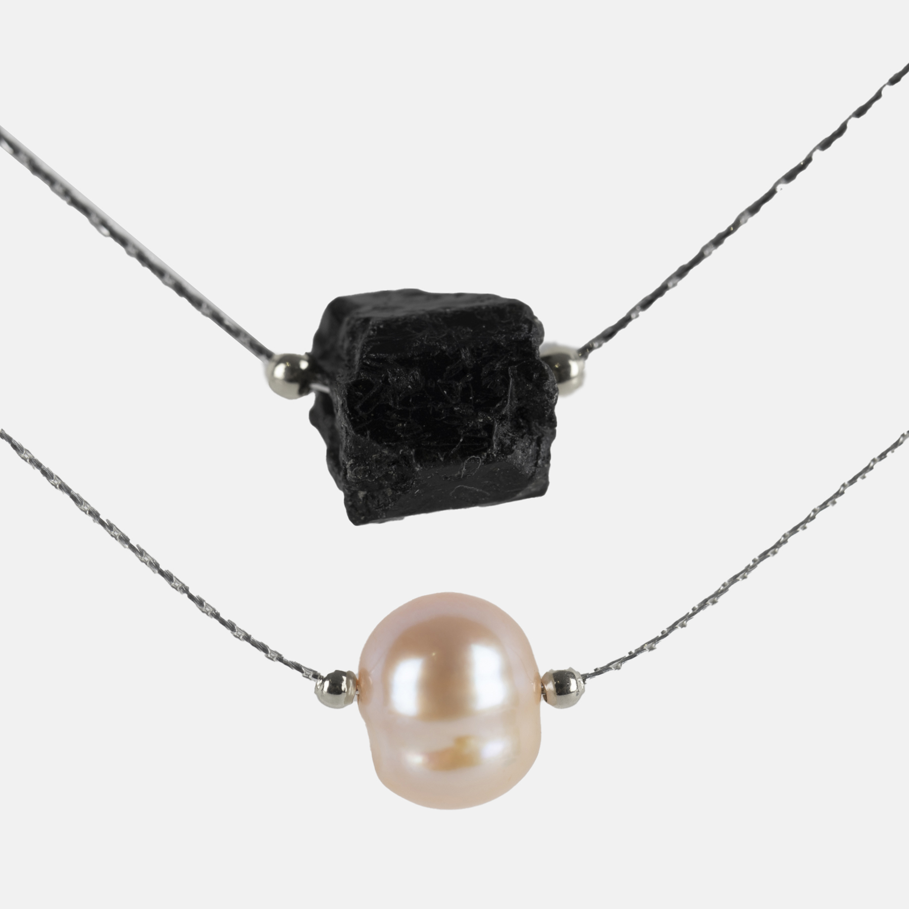 MINERVA COLLAR PLATA TURMALINA BRUT Y PERLA RIO TODAS