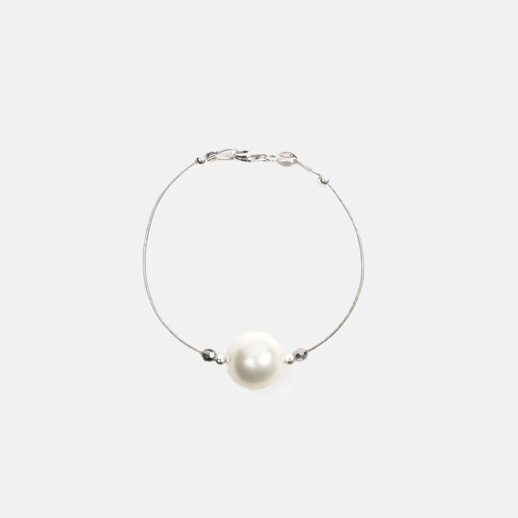 PERLA SWAROVSK BLANCA I CRISTALL PULSERA_GRIS