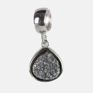 PLATA PIEDRA DRUSA COLGANTE DETALLE - GRIS
