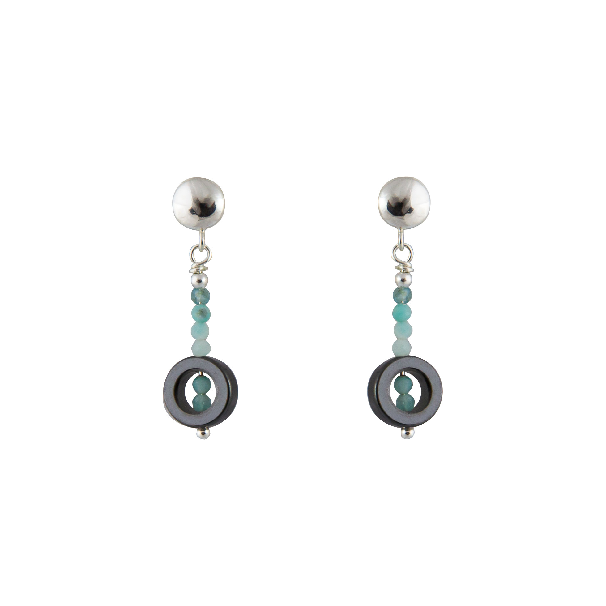 Pendientes Hematites&Amazonita Mini